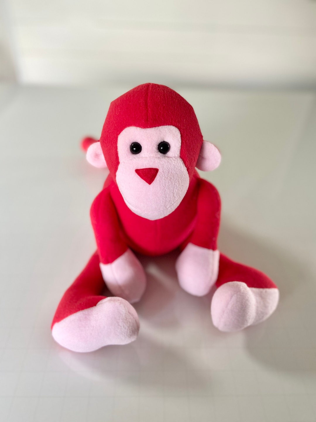 Red Stuffed Monkey Toy - Etsy