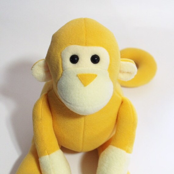 Yellow Stuffed Monkey Toy | Etsy