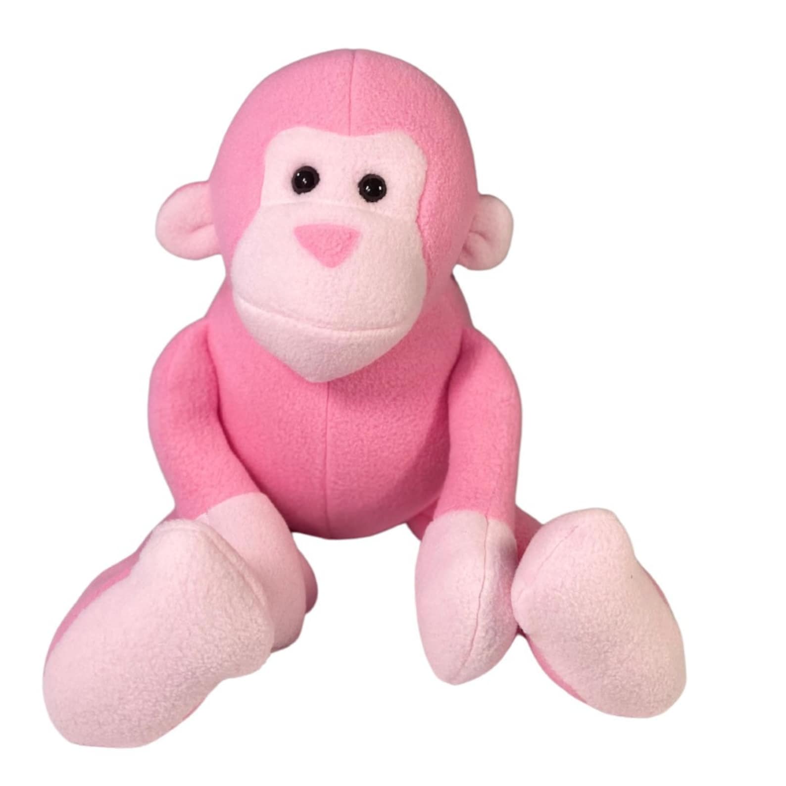 Pink Stuffed Monkey Toy Etsy