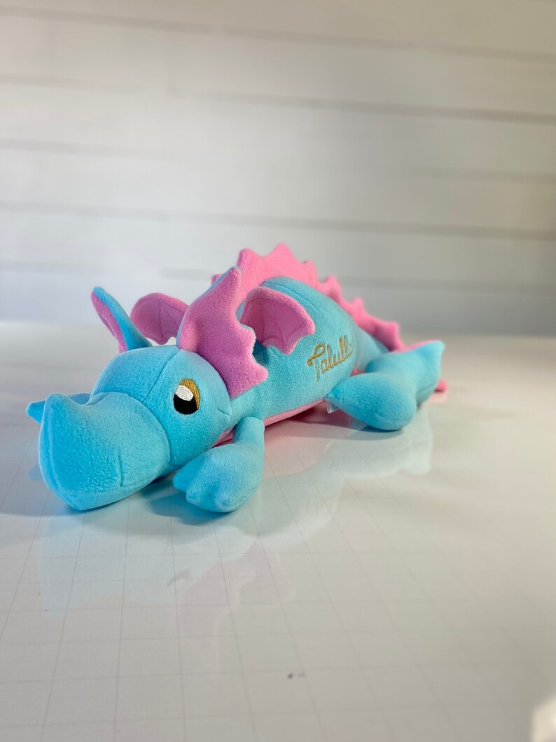 Aqua and Pink Plush Baby Dragon image 1