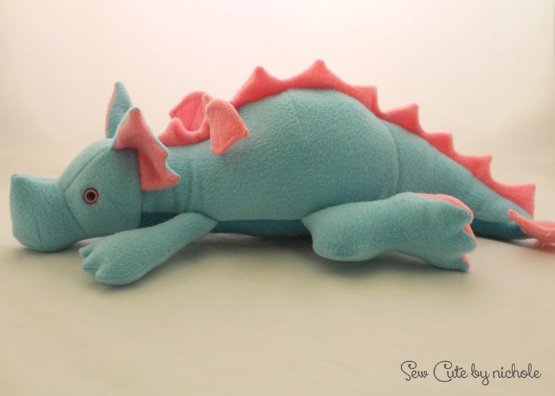 Aqua and Pink Plush Baby Dragon image 4