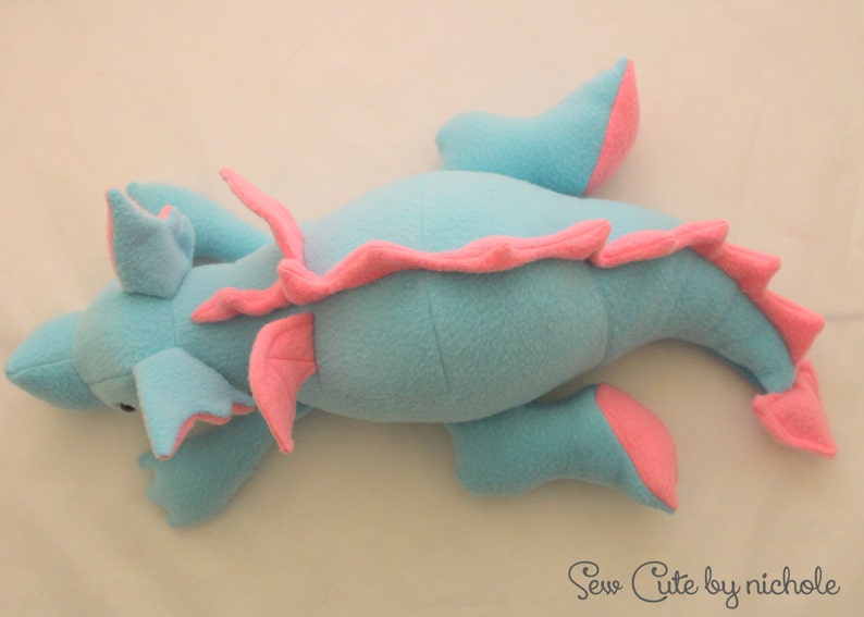 Aqua and Pink Plush Baby Dragon image 7