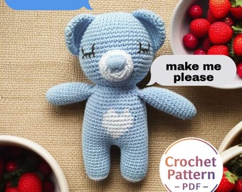 Padrão de Ursinho de Pelúcia em Crochê: Amigurumi de Pelúcia Sonolento (Download em PDF, Termos dos EUA)