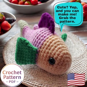 Bunter Fisch Häkelanleitung Amigurumi| Einfach zu machen Amigurumi | Fische Häkelanleitung Amigurumi pdf| USA Terminologie Häkelanleitung|