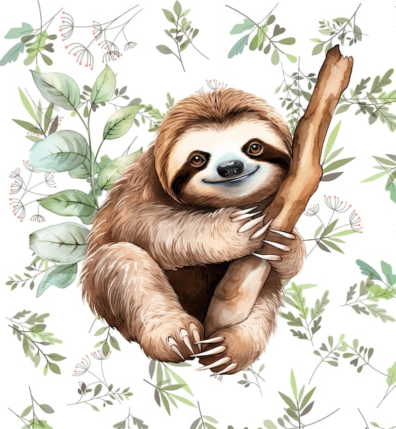 Sloth Jungle Naps Quilt Panel and or 12 Blocks, Sloth Quilt