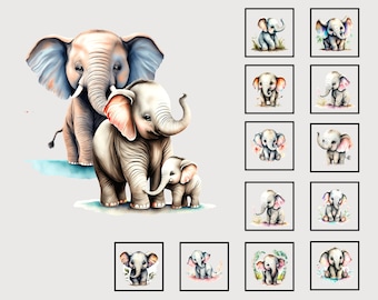 Baby Elephant Quilt Panel & Blocks, Cotton Quilt Fabric - Easy Quilt Project, Childs Room Wall Art, Fabric Book, Elephant Room Ensemble