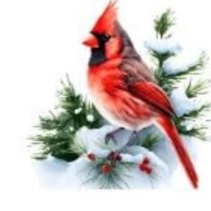 Cardinal Quilt Blocks: Cotton Fabric Panel for Window Quilts