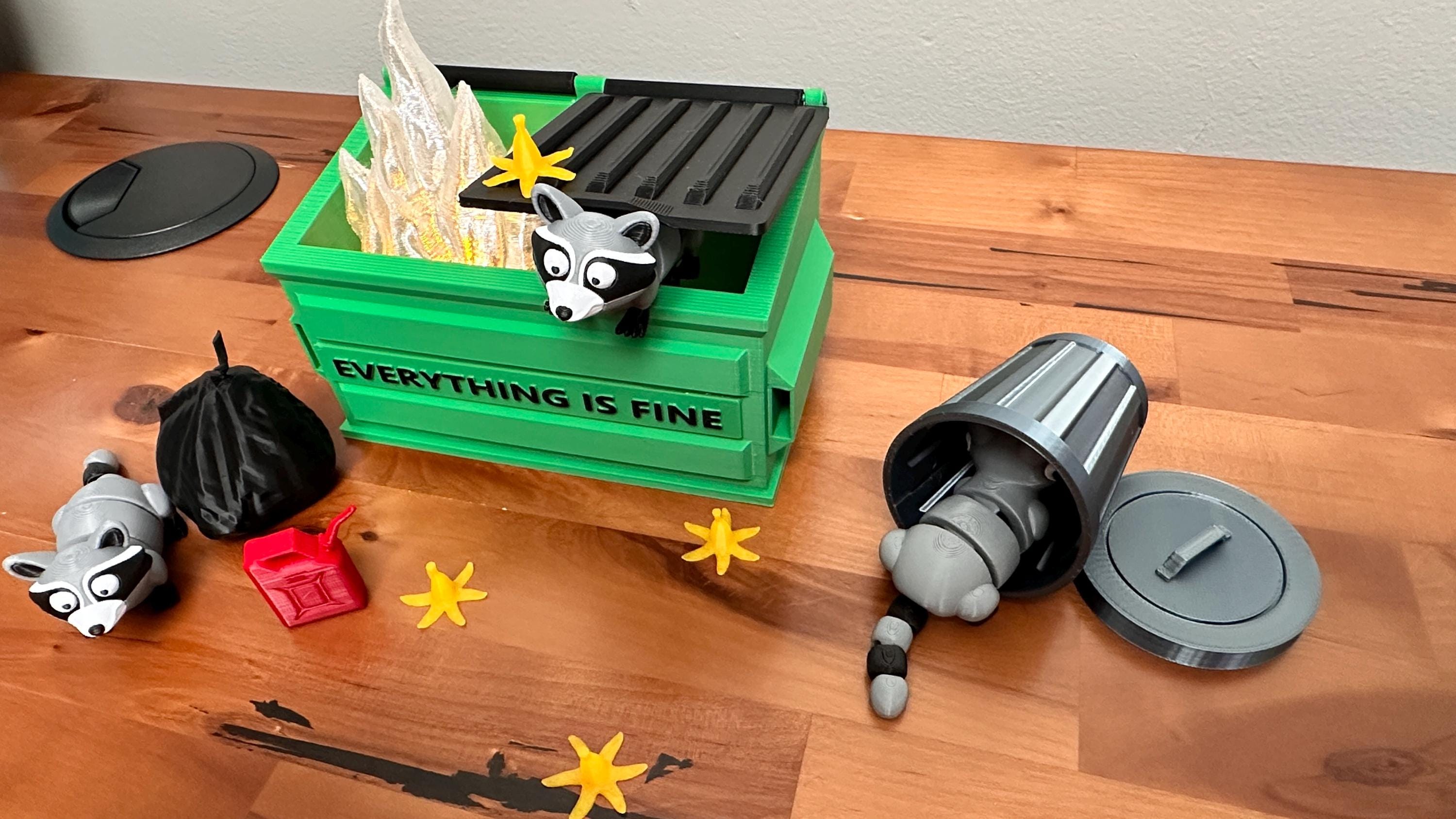 Articulated Raccoon Dumpster Fire Desk Ornament: Trash Pandas - Etsy