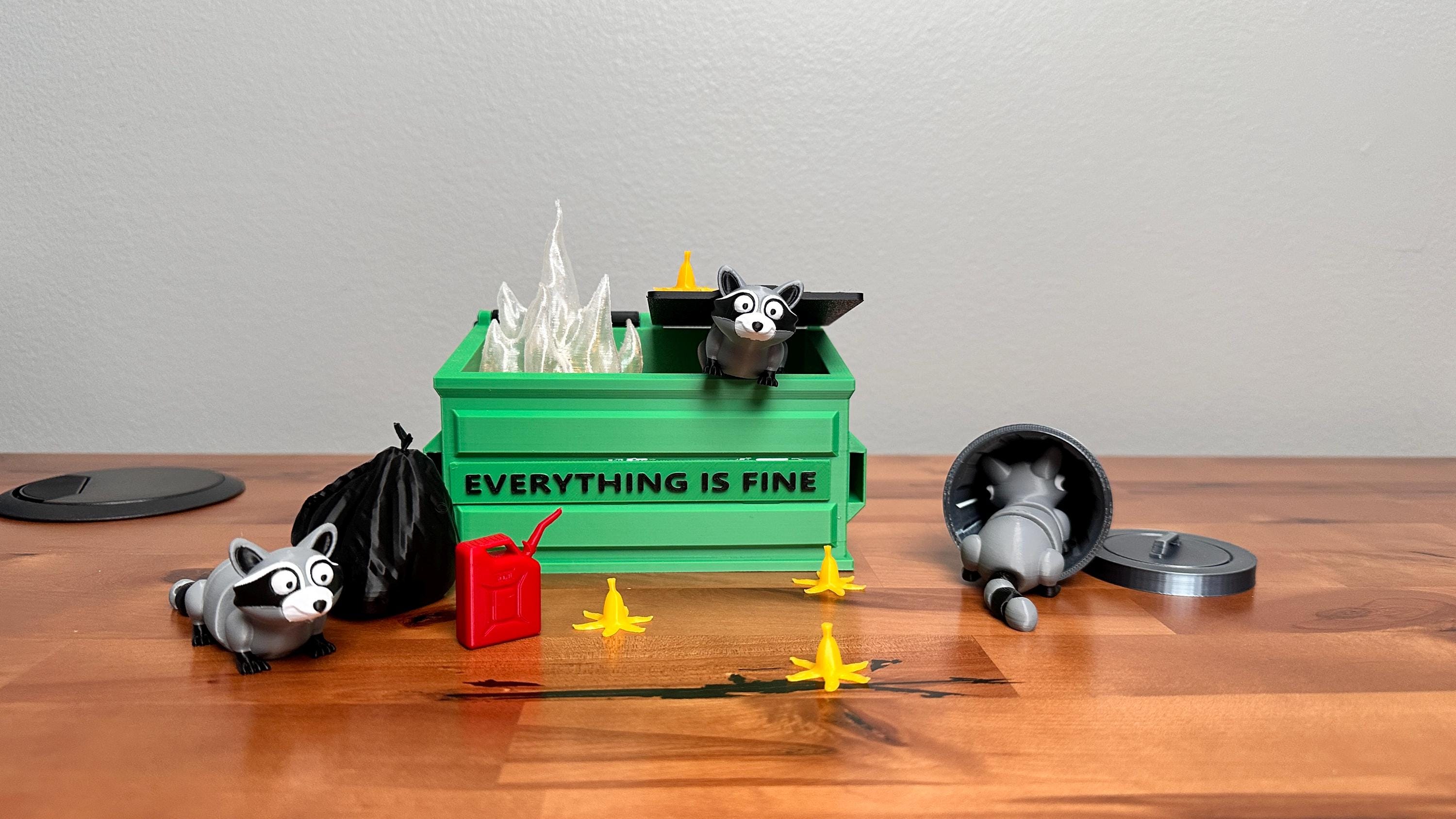 raccoon2499様　6/1まで取り置き Articulated Raccoon Dumpster Fire Desk Ornament: Trash Pandas - Etsy