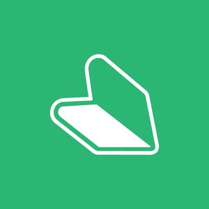 May include: A white, stylized arrow pointing to the right, resembling a car spoiler. The arrow is outlined in white against a solid green background.