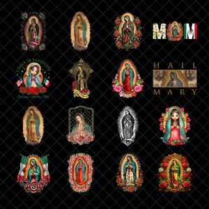 Watercolor Our Lady of Guadalupe Clipart, Virgin Mary PNG, Nuestra Señora de Guadalupe PNG, Virgin Mary Crafting Digital Paper Bundle