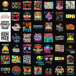 Summer Vibes PNG Bundle, Beach Vacation Shirt Designs, Retro Summer Quotes, Vacay Mode Graphics, Tropical Sublimation Download