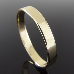 18k Gold Wedding Band, 18k Yellow Gold Wedding Ring, Flat Rectangular Profile, Simple Gold Wedding Band, Gold Wedding Ring, Polished Finish image 4