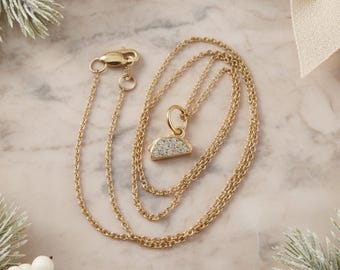 Diamond and 14k Yellow Gold Taco Charm Necklace, The Golden Taco, 14k Gold Taco Charm, Diamond and 14k Gold Food Charm, Jewelry for Foodies