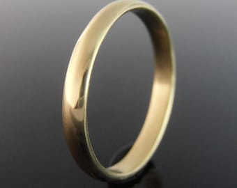 Half Round 18k Gold Wedding Band, 18k Yellow Gold Wedding Band, 18k Gold Wedding Ring, 18k Gold Wedding Band, Polished Finish