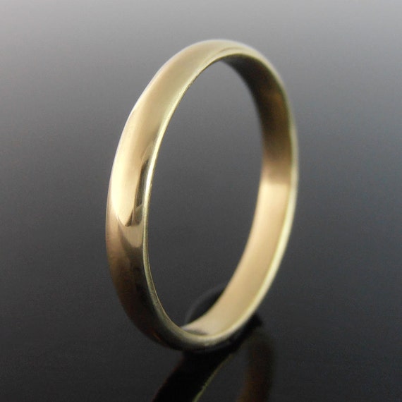 Half Round 18k Gold Wedding Band, 18k Yellow Gold Wedding Band, 18k Gold Wedding Ring, 18k Gold Wedding Band, Polished Finish