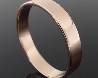14k Rose Gold Wedding Ring, Flat Profile Rectangular Profile, 14k Gold Ring, Rose Gold Wedding Band, Rose Gold Wedding Ring, Polished Finish
