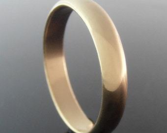 Half Round 14k Gold Wedding Band Ring, 14k Gold Wedding Band, 14k Gold Wedding Ring, Polished Finish