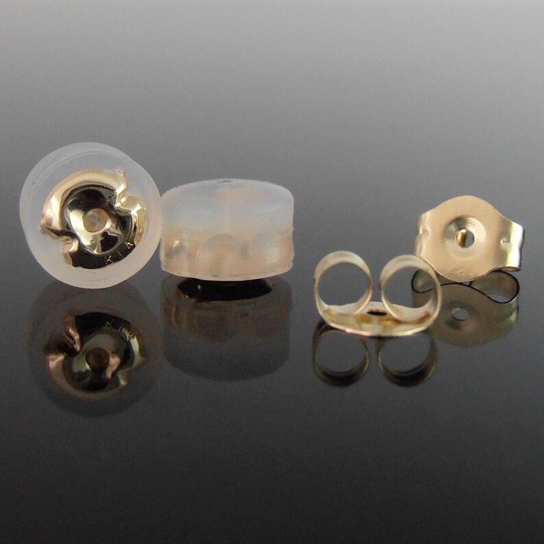 14k Yellow Gold and Silicone Earring Backs 6 X 4.4 Mm Etsy