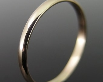 14k Gold Wedding Ring, 2 x 1 mm, Half Round 14k Gold Ring, Women's Gold Wedding Band, Gold Wedding Ring, Polished, Satin or Brushed Finish