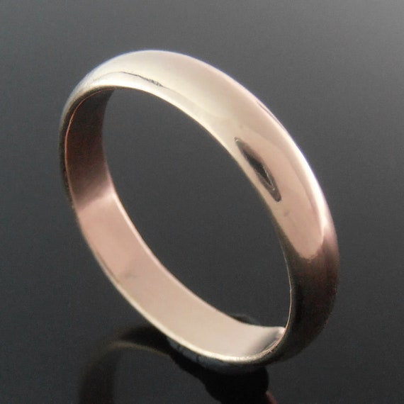 14K Rose Gold 1.5mm Half Round Wedding Ring Band