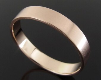 14k Rose Gold Wedding Ring, Flat Profile Rectangular Profile, 14k Gold Ring, Rose Gold Wedding Band, Rose Gold Wedding Ring, Satin Finish