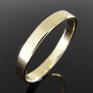 18k Gold Wedding Band, 18k Yellow Gold Wedding Ring, Flat Rectangular Profile, Simple Gold Wedding Band, Gold Wedding Ring, Polished Finish image 2