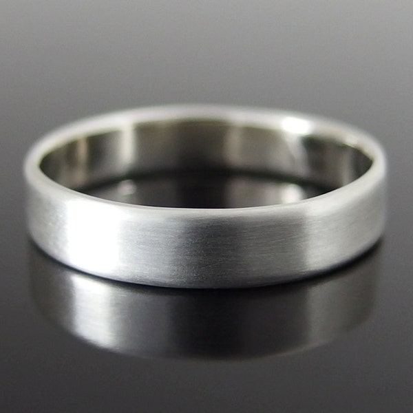 Flat Profile Sterling Silver Band Ring, Silver Wedding Band, Silver Wedding Ring, Sterling Silver Ring, Satin Finish