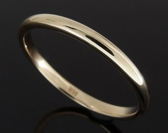 14k Yellow Gold Wedding Ring, 2 x 1.5 mm, Half Round 14k Gold Ring, Yellow Gold Wedding Band, Yellow Gold Wedding Ring, Polished Finish