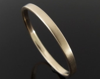 14k Yellow Gold Wedding Ring, 2 x 1 mm, Flat Profile Gold Wedding Band, Gold Wedding Band Ring, 14k Gold Ring, Satin Finish