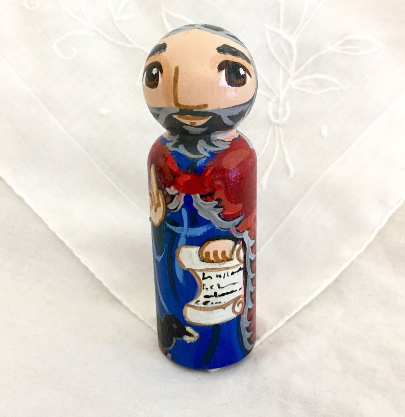 Prophet Saint Elijah from the Bible Catholic Saint Doll Wooden Toy Made to Order image 3