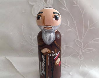 Saint Conrad of Piacenza Catholic Saint Doll - Wood Peg Statue - Made to Order