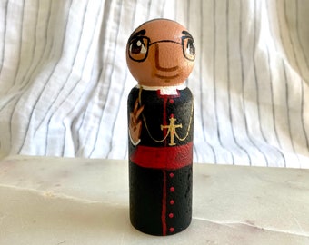 Saint Oscar Romero Catholic Saint Doll - Wooden Toy - gift - statue