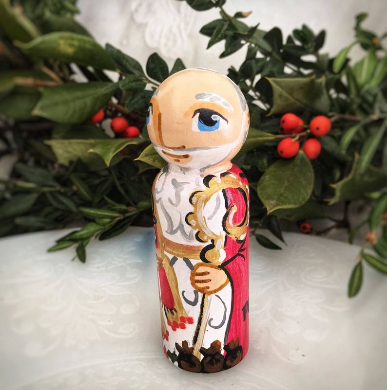 St Nicholas Catholic Saint Toy Wooden Peg Doll Made to Order Etsy