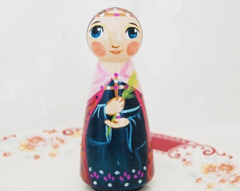 St Alexandra of Rome Empress Catholic Saint Doll - Wooden Toy - Made to Order