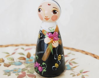 Saint Rita of Cascia Catholic Saint Toy - Wooden Doll - Made to Order
