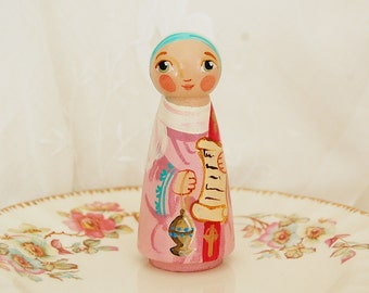 Saint Phoebe Catholic Saint Doll - Wooden Toy - Made to Order
