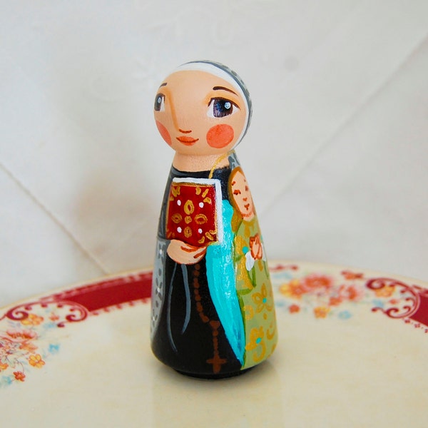 St Frances of Rome Catholic Saint Doll - Wooden Toy - Made to Order