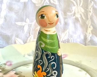 St Keira of Ireland Catholic Saint Doll - Wooden Toy - Made to Order