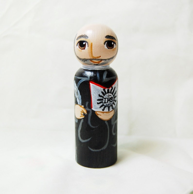 St Ignatius of Loyola Catholic Saint Doll Wooden Toy Made to Order image 1