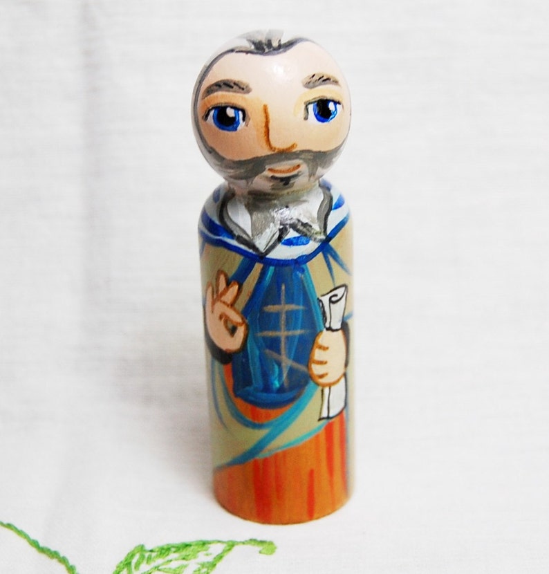 St Maximus Wooden Toy Catholic Saint Doll Baptism gift Made to Order image 1