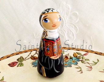 Hildegard of Bingen Wooden Toy - Catholic Doll - Made to Order