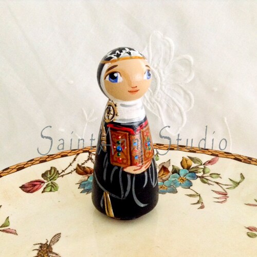 Hildegard of Bingen Wooden Toy - Catholic Doll - Made to Order