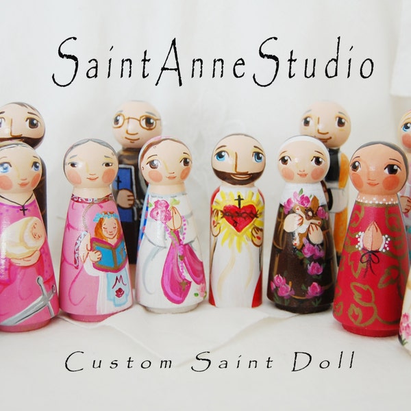 Custom Wooden Peg Saint Doll - Catholic Toy and Keepsake