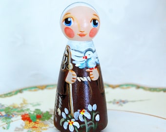 St Colette Catholic Saint Doll - Wooden Toy - Made to Order