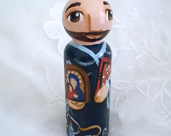 St Luke the Physician Catholic Saint Doll - Wooden Toy - Made to Order