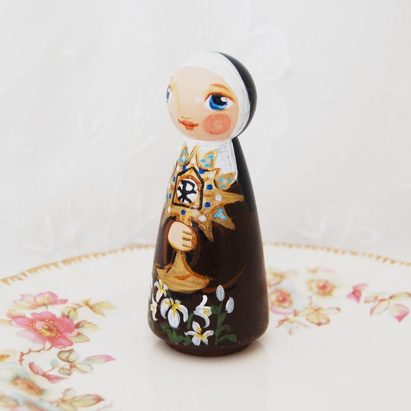 Saint Clare of Assisi Catholic Saint Doll - Wooden Toy - Made to Order