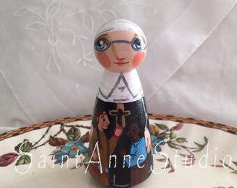 St. Katharine Drexel Catholic Saint Toy - Wooden Doll - Made to Order