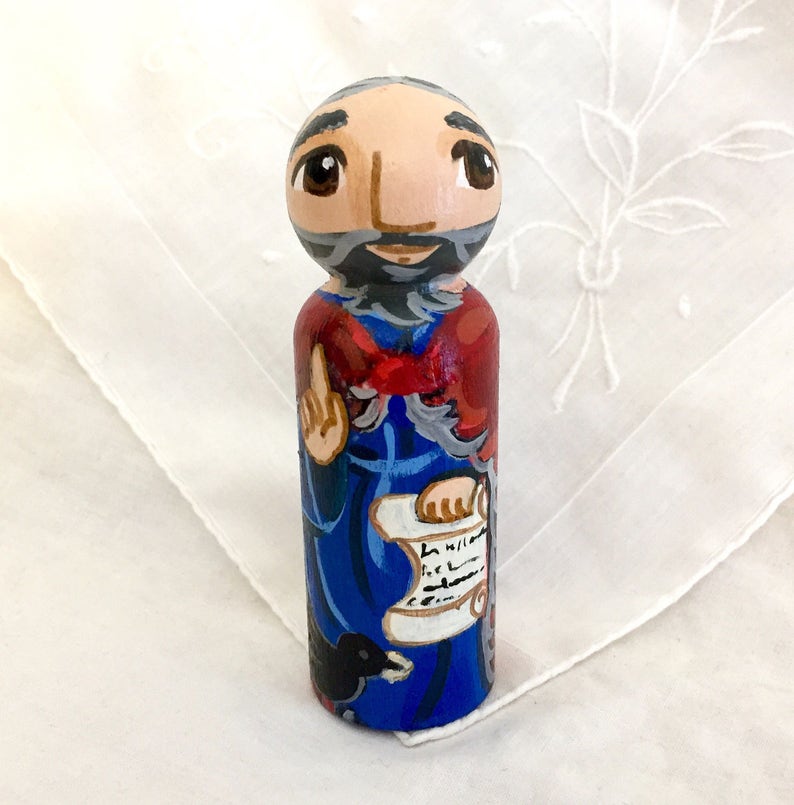 Prophet Saint Elijah from the Bible Catholic Saint Doll Wooden Toy Made to Order image 1