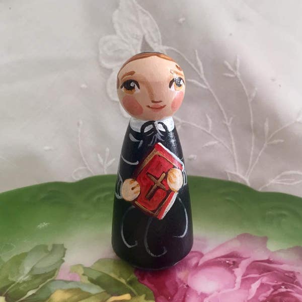 St Elizabeth Ann Seton Catholic Saint Doll - Wooden Toy - Made to Order
